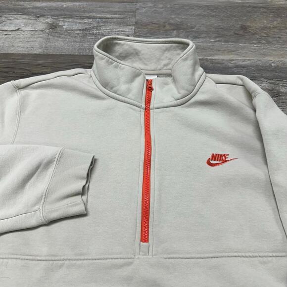 Nike‎ Sportswear Light Gray Mens XL 1/2 Zip Pullover Brushed Back Sweatshirt - Picture 1 of 10